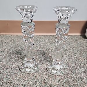 Towle Elegant Crystal Candle Holders  10 Inches Tall.